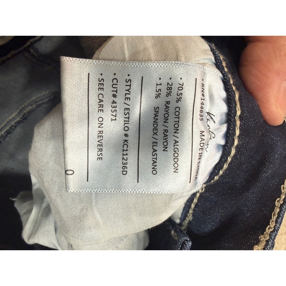 KanCan Women Dark Wash High Rise Button Fly Skinny Jeans Raw Hem KC11236D Size 0 - Picture 3 of 5